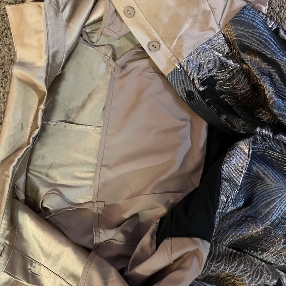 Teri Jon Rickie Freeman Feather Jacquard Full Length Gown Used Formal 4 - Picture 13 of 16